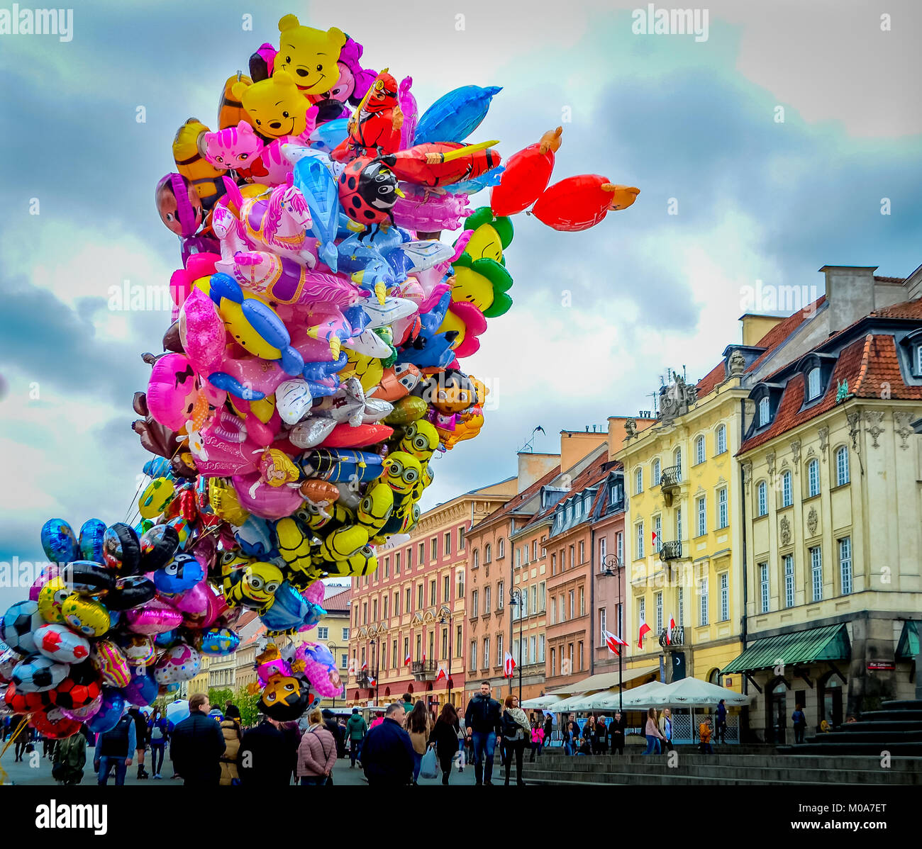 Colorful High street of Warsaw Poland Stock Photo