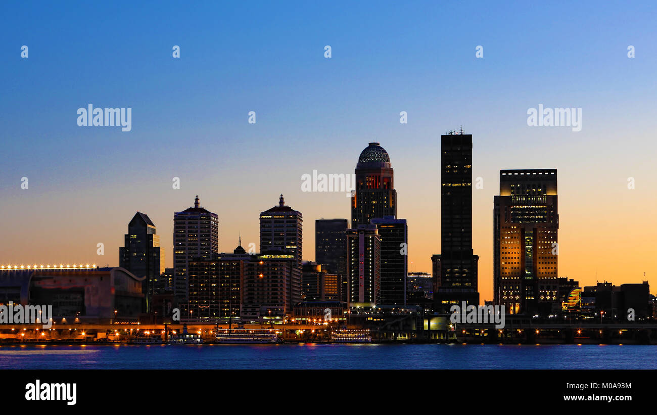 The Louisville, Kentucky skyline at sunset Stock Photo Alamy
