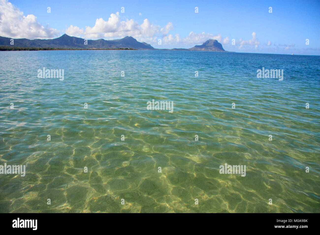 Mauritius, Indian Ocean, Tamarin Bay. Beautiful transparent water cove. Stock Photo