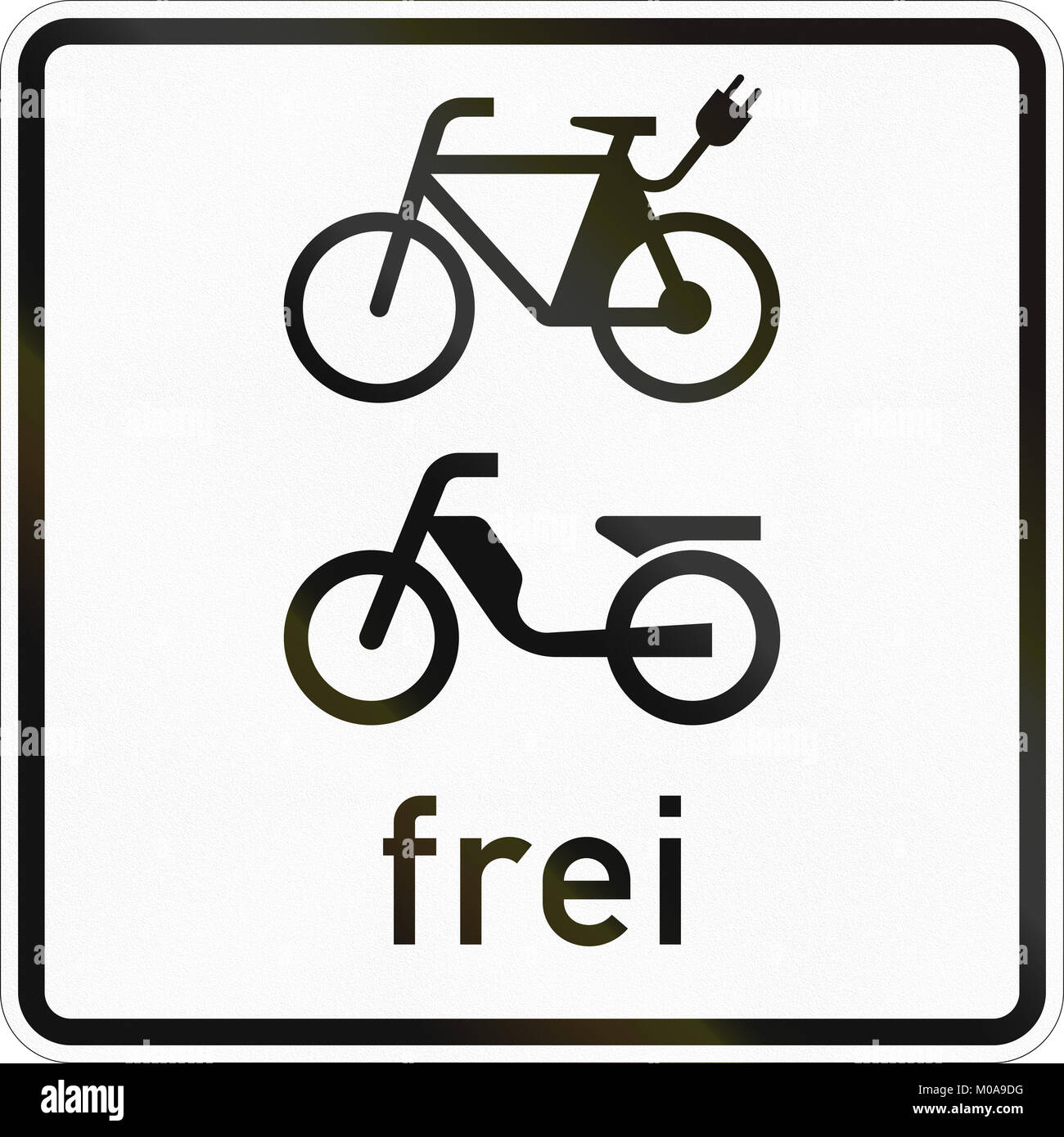 Supplementary road sign used in Germany Ebikes and mopeds allowed