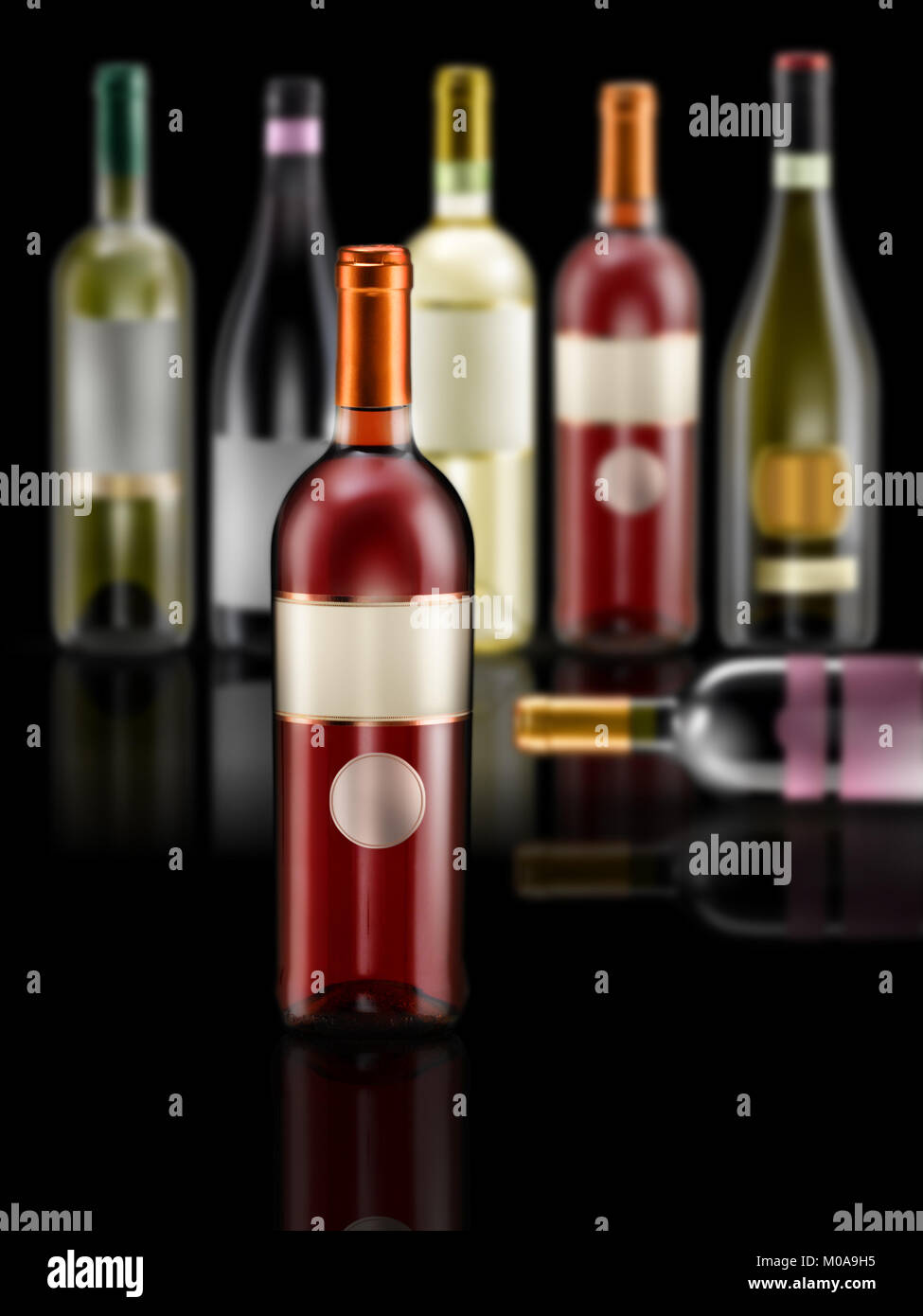 wine bottles composition Stock Photo