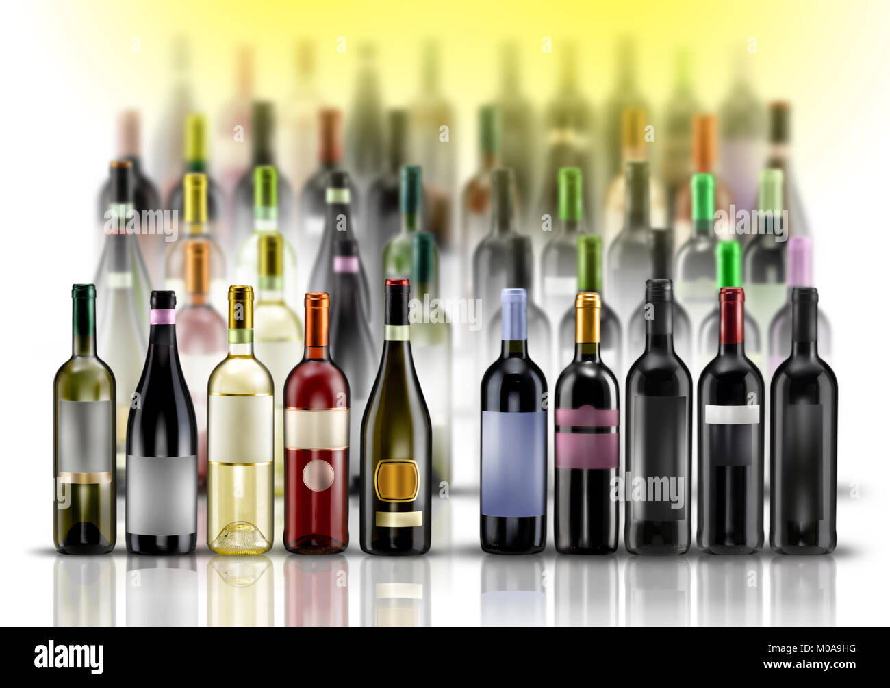 wine bottles composition Stock Photo