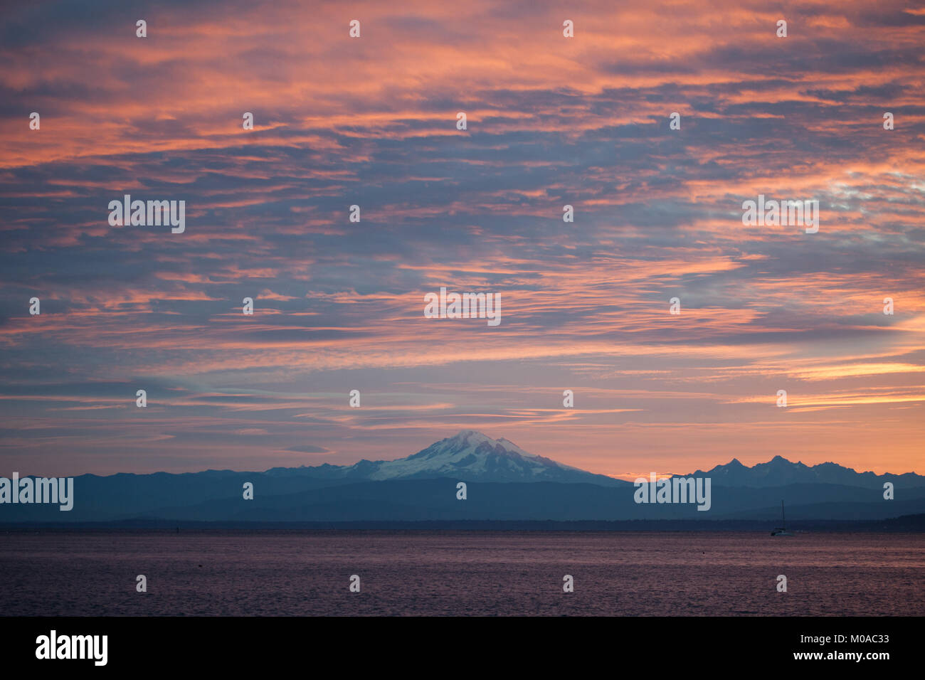 Purple Sky and Ocean Water Stock Photo - Alamy