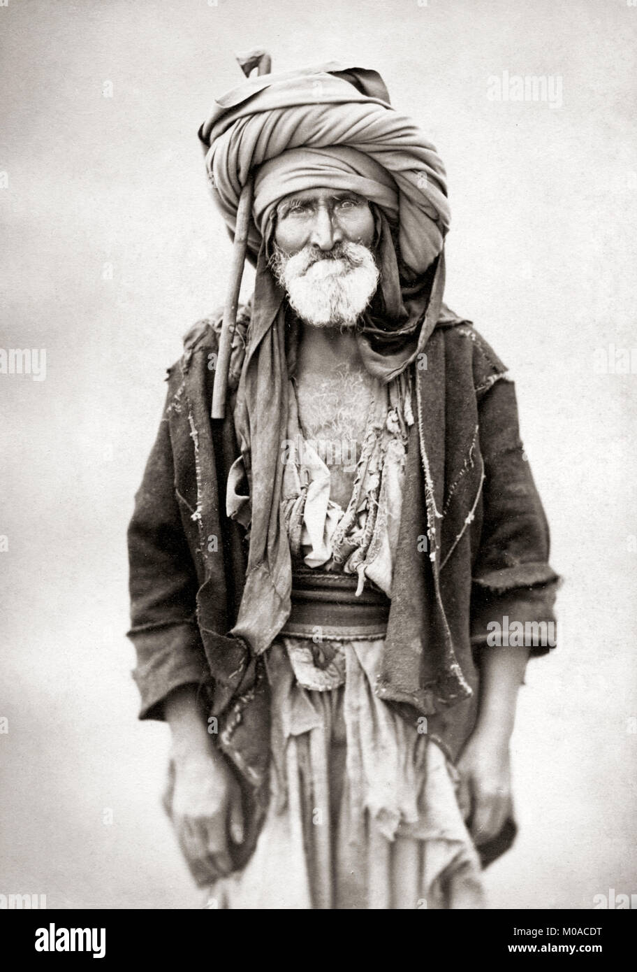 Portrait of a poor Egyptian man, Egypt, c.1880's Stock Photo