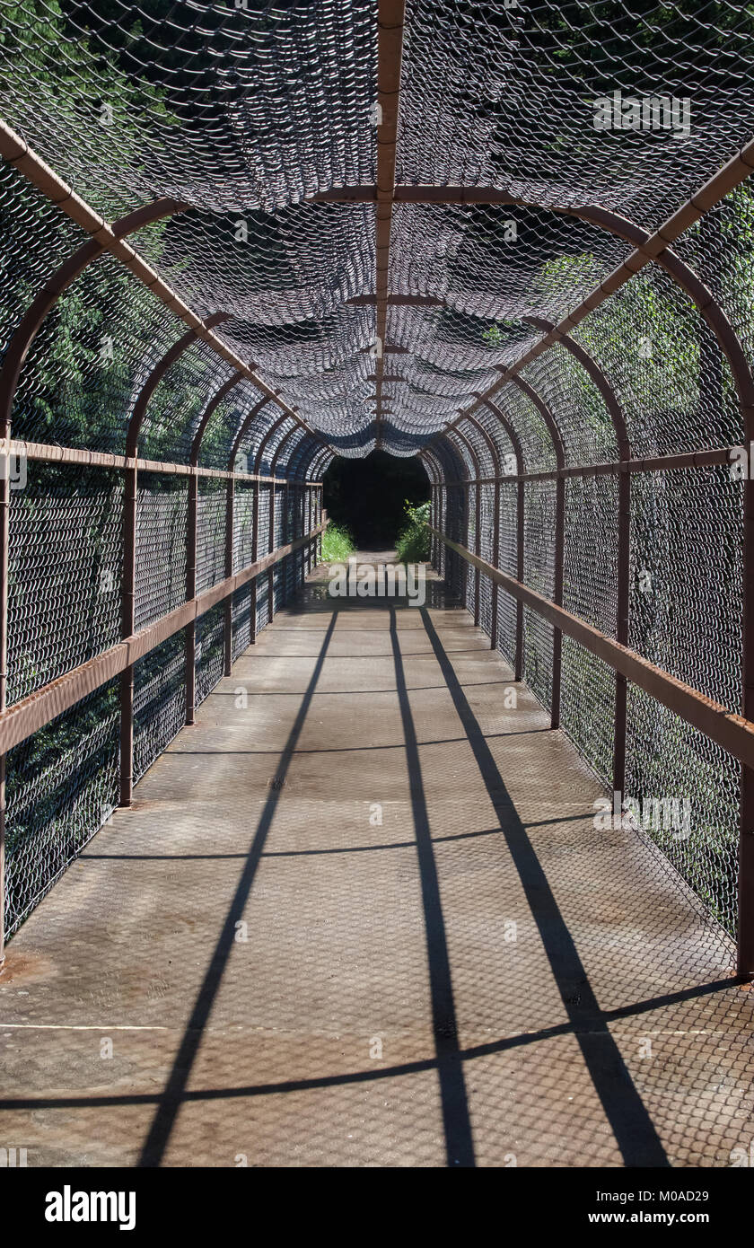 Chain Link Enclosed Bridge Stock Photo Alamy