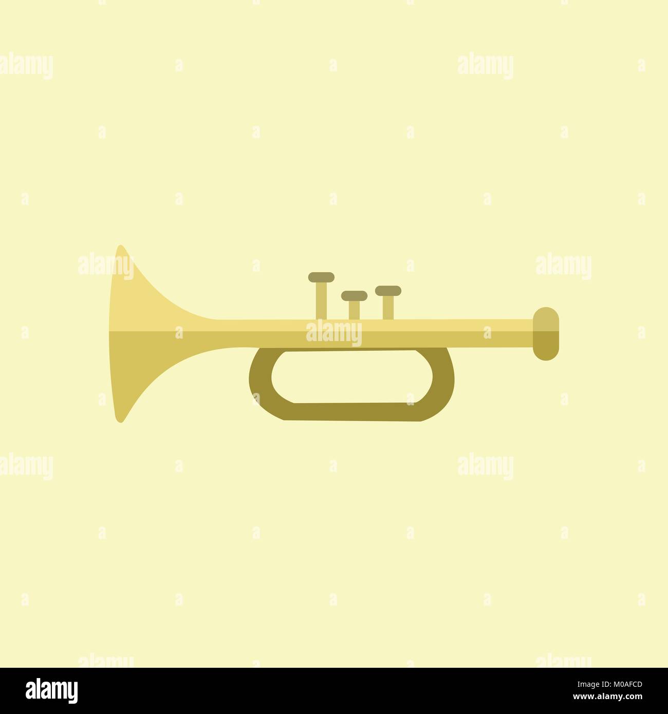 Golden Trumpet Instrument Vector Illustration Graphic Design Stock