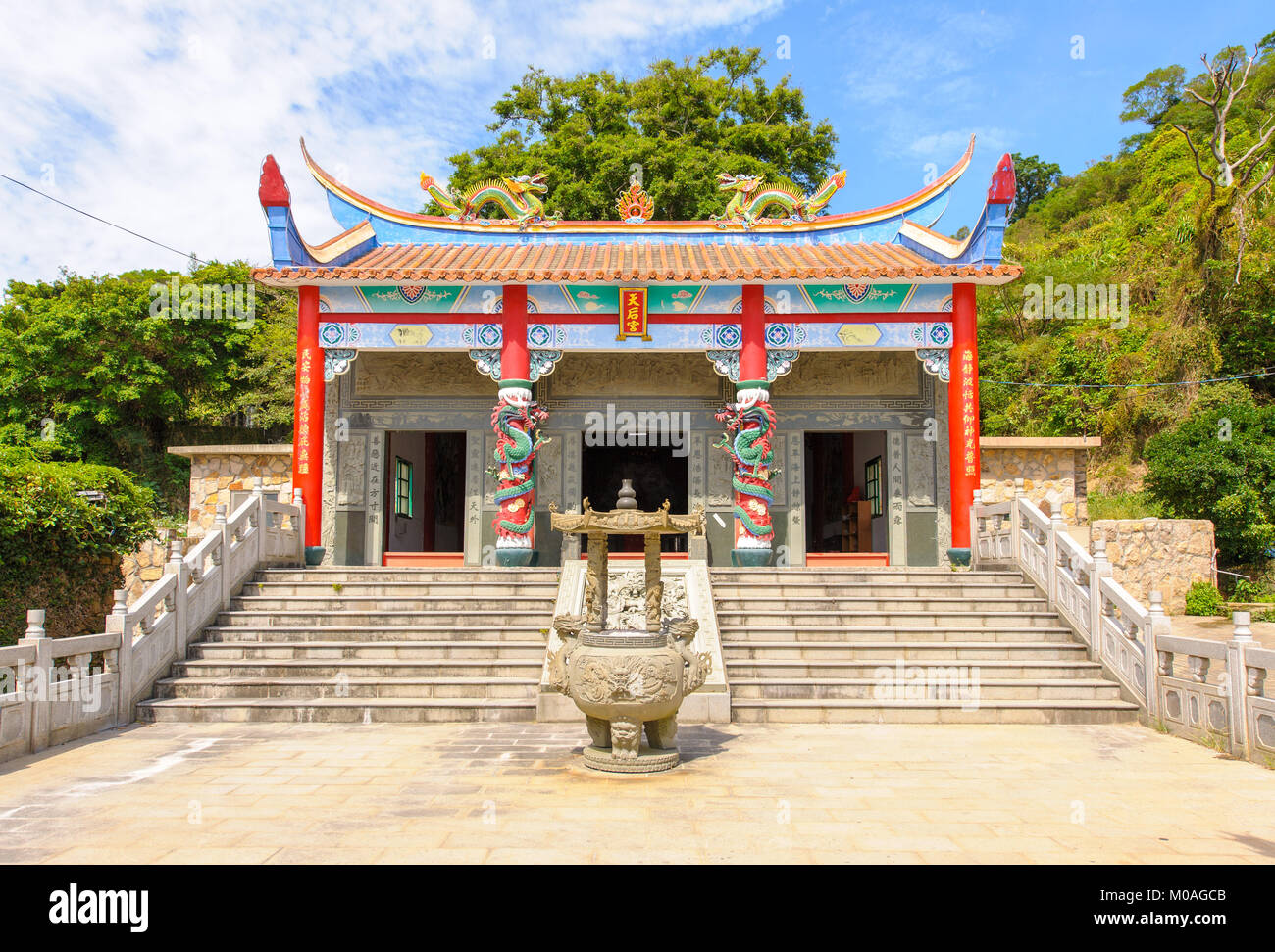 Chinese temple under the blue sky in Matsu Stock Photo