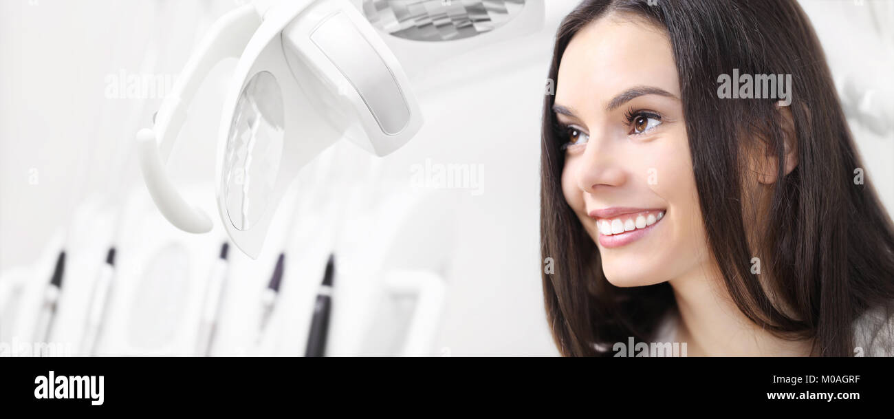 Dental Care Concept Beautiful Smiling Woman On Dentist Clinic