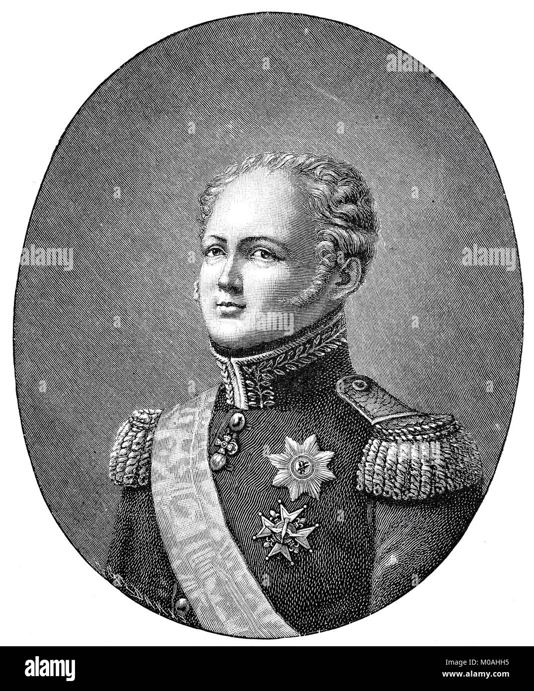 Alexander I. Pavlovich Romanov, December 23, 1777 - December 1, 1825, was Emperor of Russia from 1801-1825, King of Poland from 1815-1825 and first Russian Grand Duke of Finland from 1809-1825, digital improved reproduction of an original from the year 1880 Stock Photo