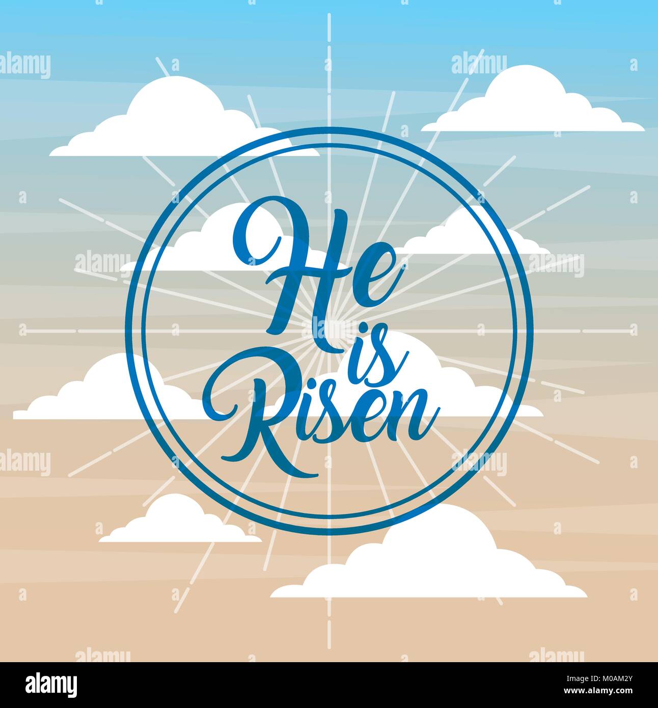 he is risen faith catholic poster sky background Stock Vector