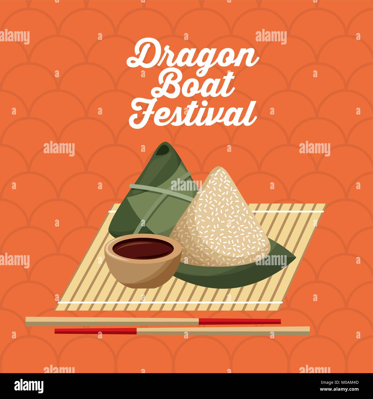 dragon boat festivel food rice dumpling and chopstick Stock Vector