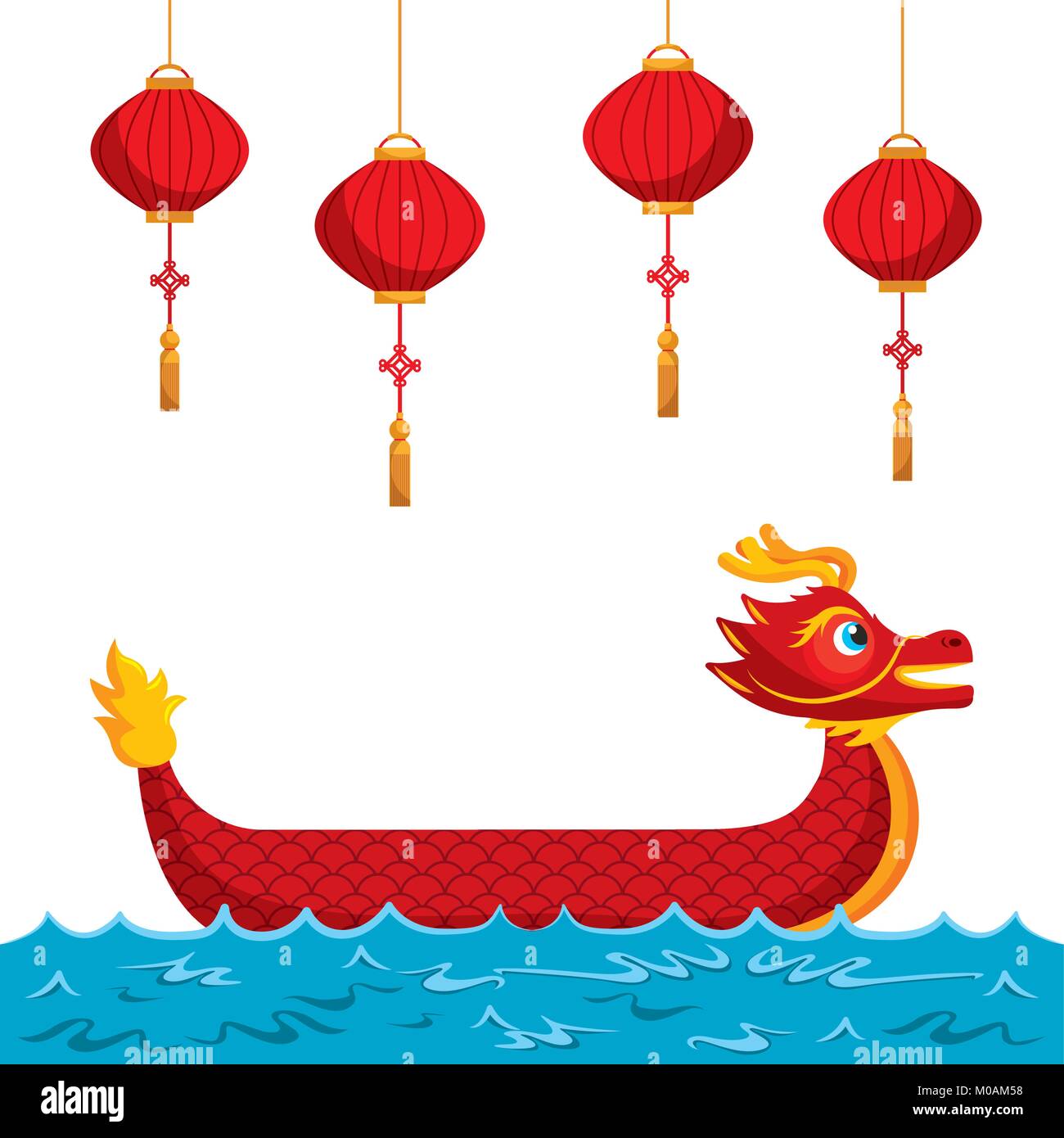 chinese red dragon lanterns traditional culture Stock Vector Image ...