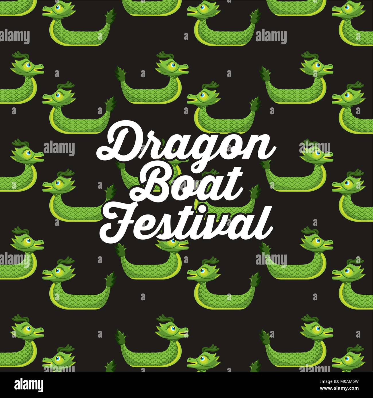 green dragon boat festival seamless pattern Stock Vector