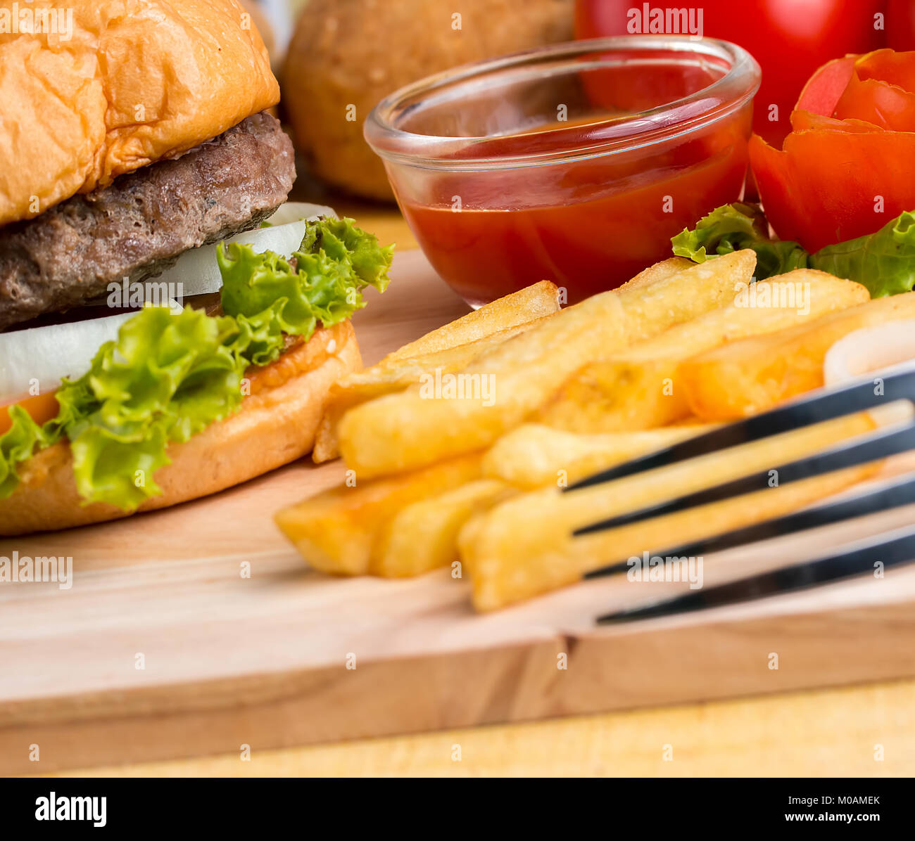 Beef Burger Dinner Meaning Ready To Eat And Ready To Eat Stock Photo