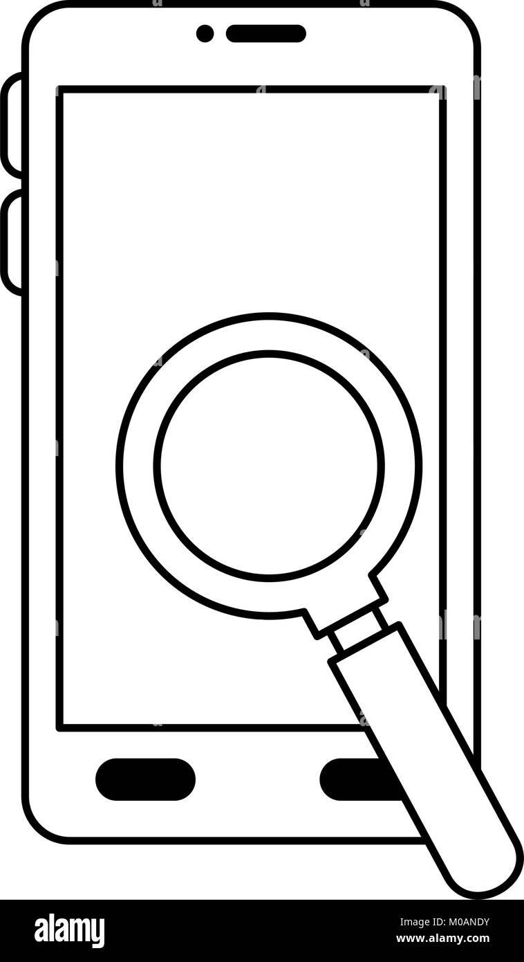 smartphone with magnifying glass Stock Vector Image & Art - Alamy