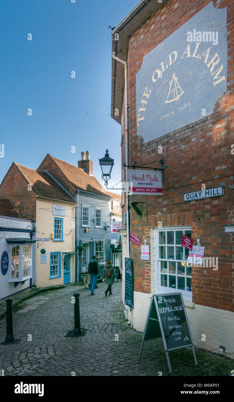 View of Quay Hill and Quay Street in the town of Lymington, New Forest