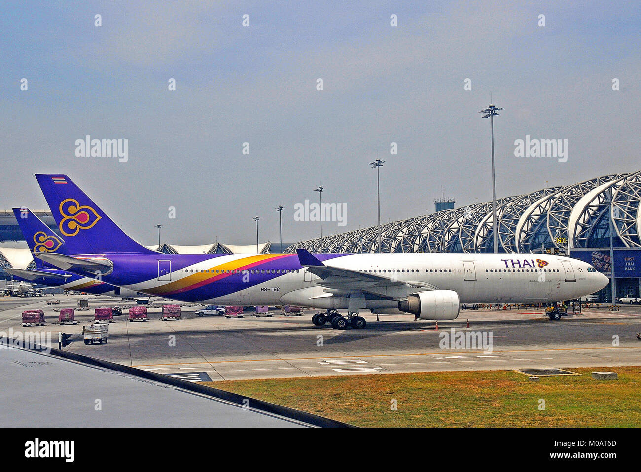 Aibus A 330-321 of Thai airways, Suvarnabhumi airport, Bangkok, Thailand Stock Photo