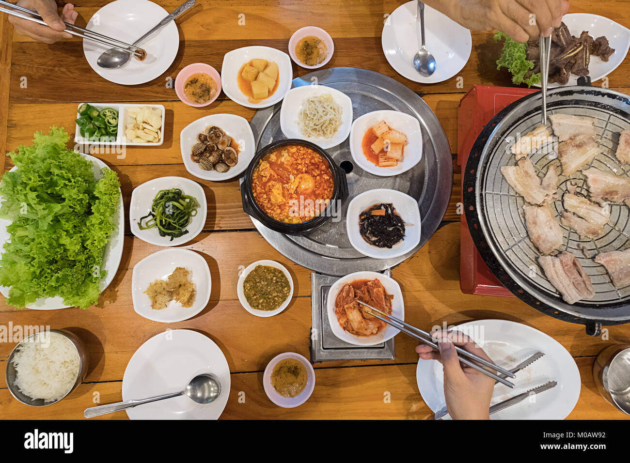 Korean pickle and seasoning vegetables meat Korea food Stock Photo Alamy