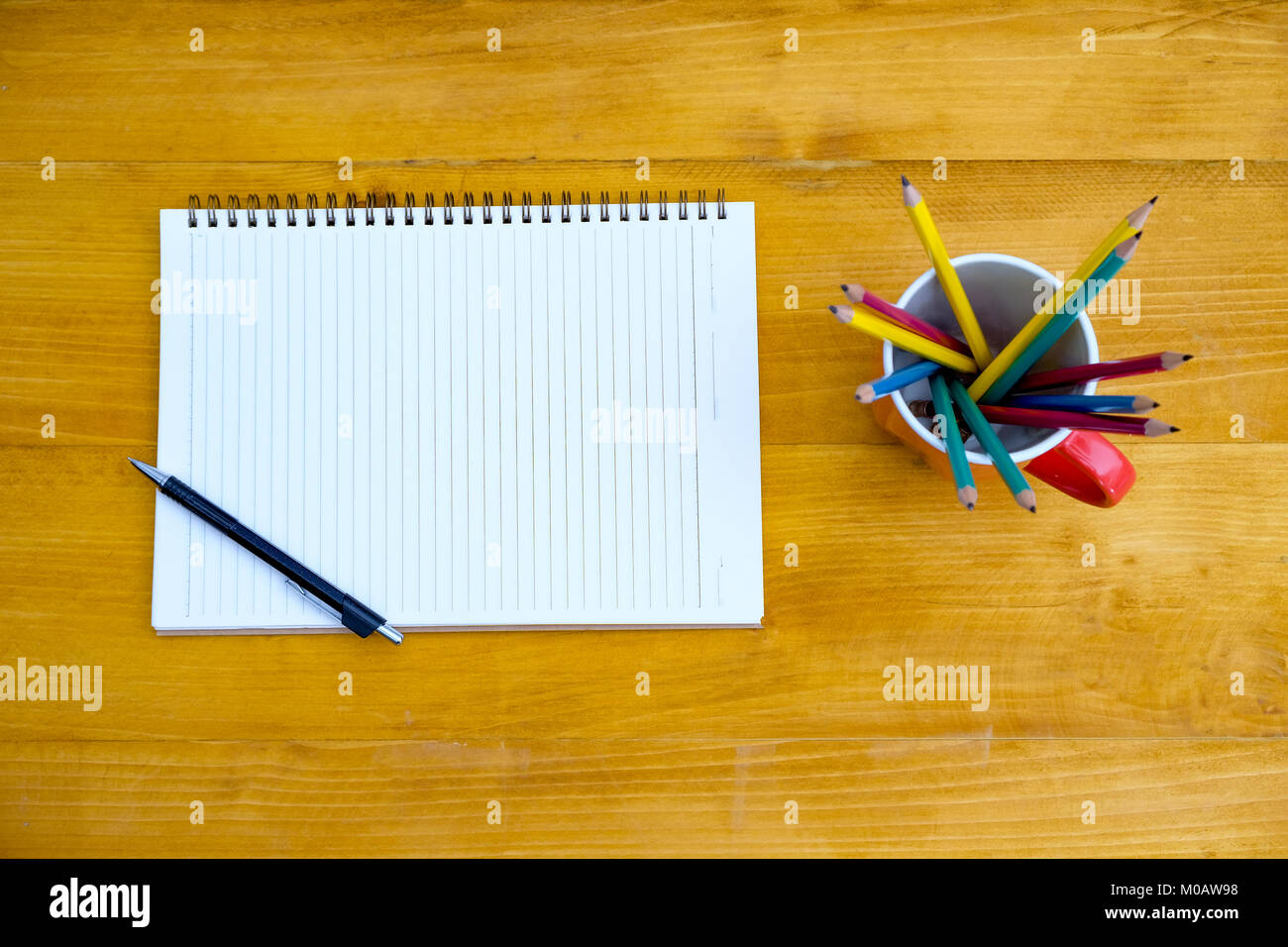 Homework Paper Top View book top view Homework School notebook ready for adding text or mockup ...