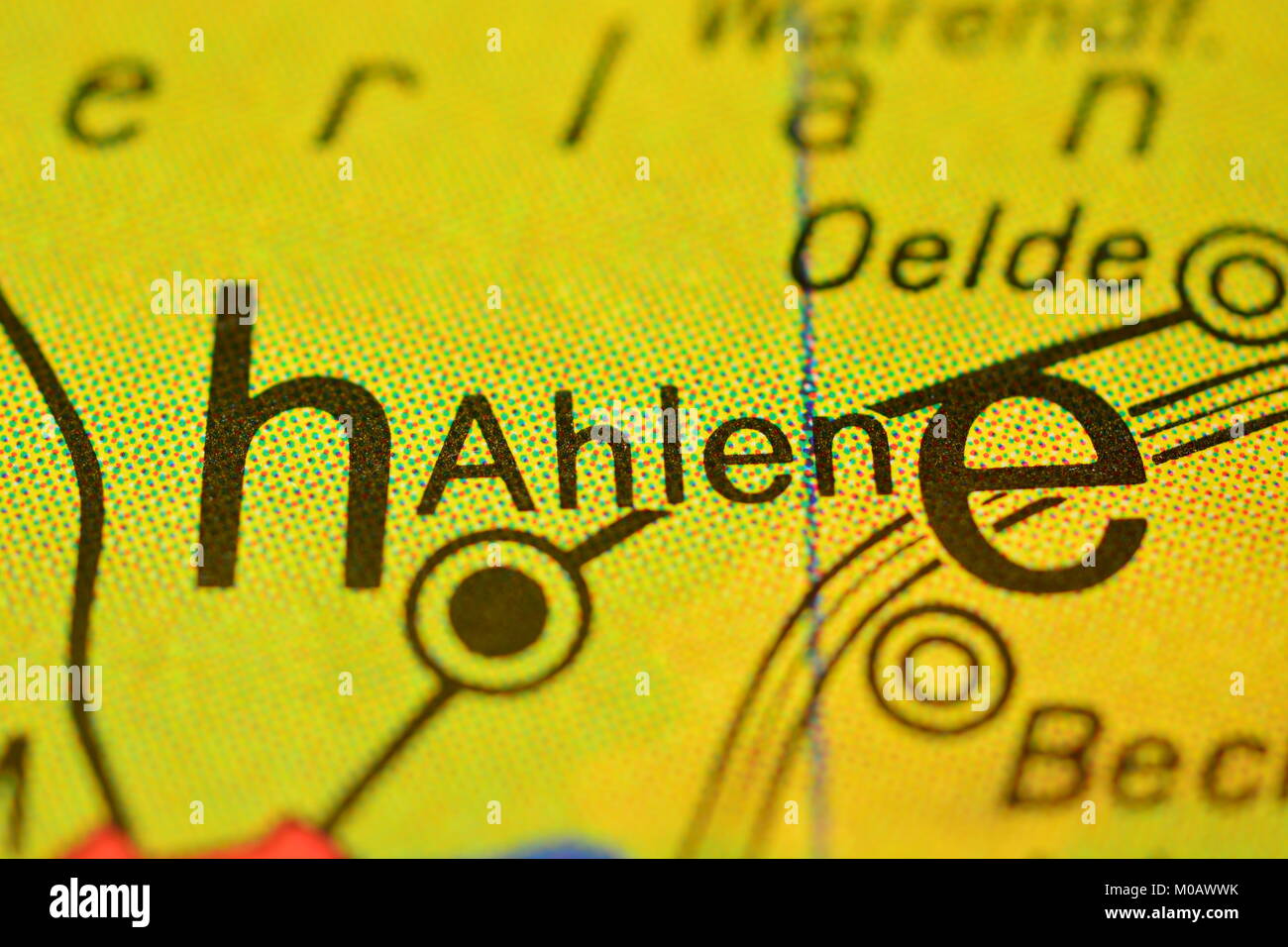 City name on the map Stock Photo - Alamy