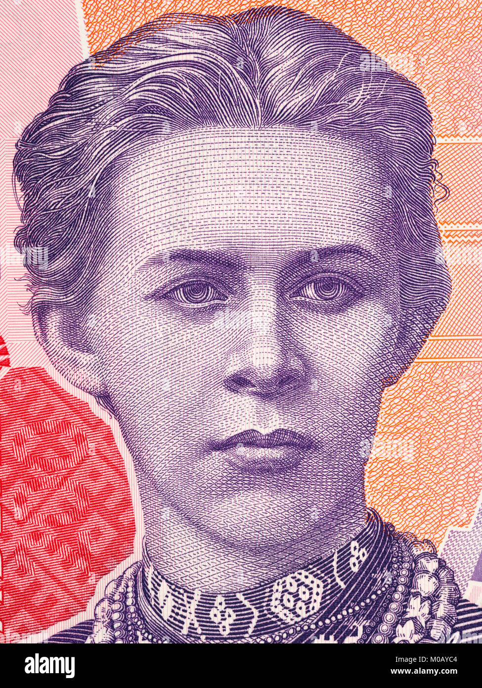 Lesya Ukrainka portrait from Ukrainian money Stock Photo