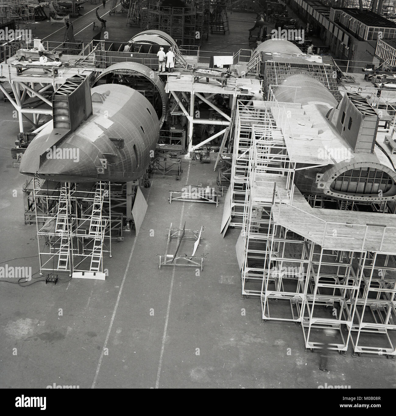 1950s, historical, commerical civil aviation aircraft being built at the Short Brothers aerospace factory, Belfast, Northern Ireland. Stock Photo