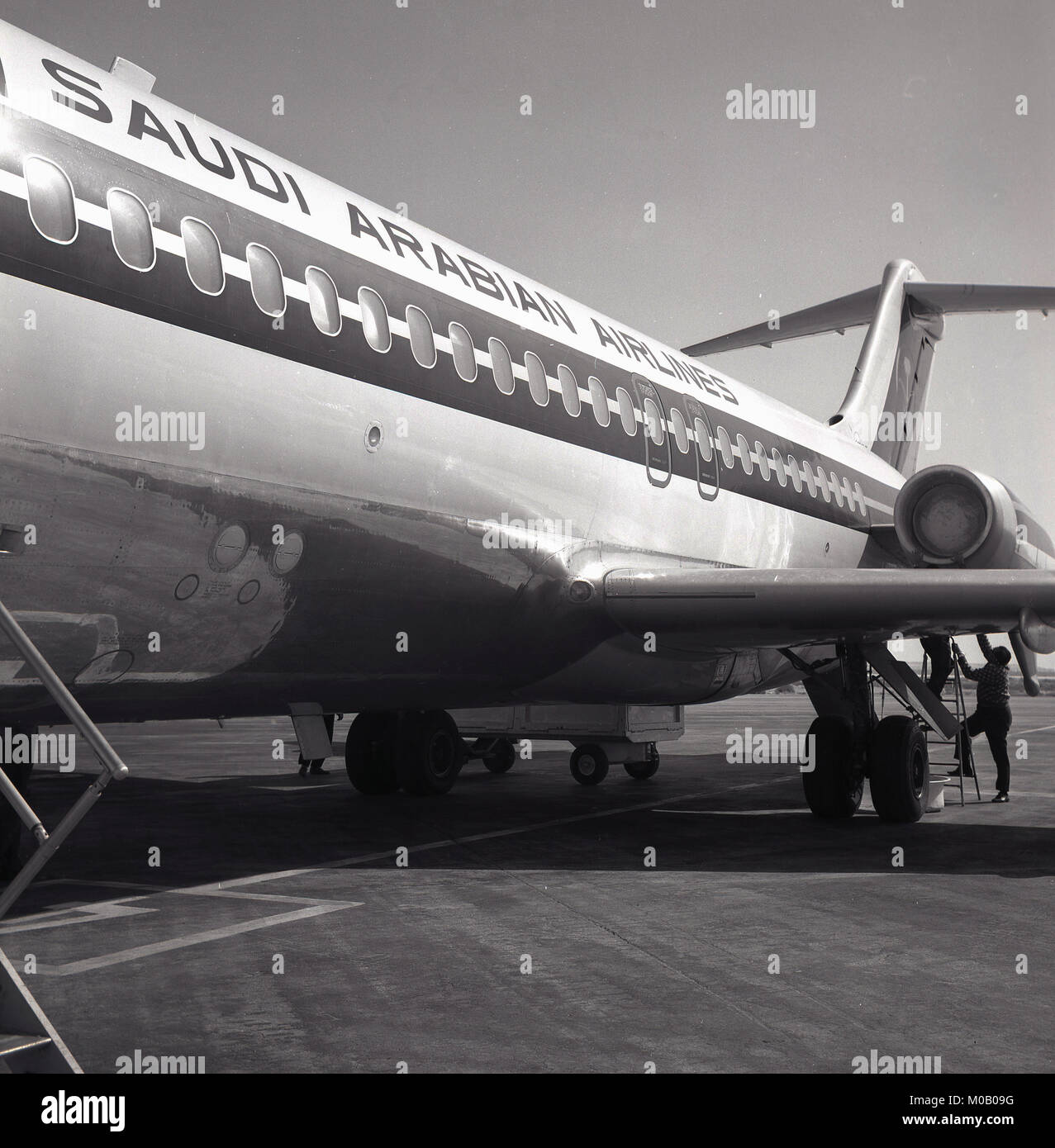 1960s Historical A Saudi Arabian Airlines Douglas Aircraft Parked On The Runway At Jeddah Saudia Arabia Stock Photo Alamy
