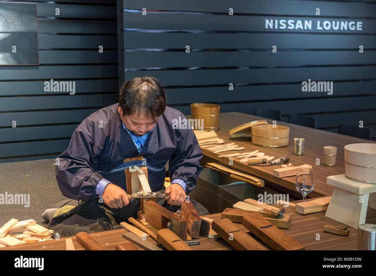 Detroit, Michigan - Craftspeople from the GO ON collaborative in Kyoto, Japan demonstrated traditional Japanese crafts at the Nissan display during th Stock Photo