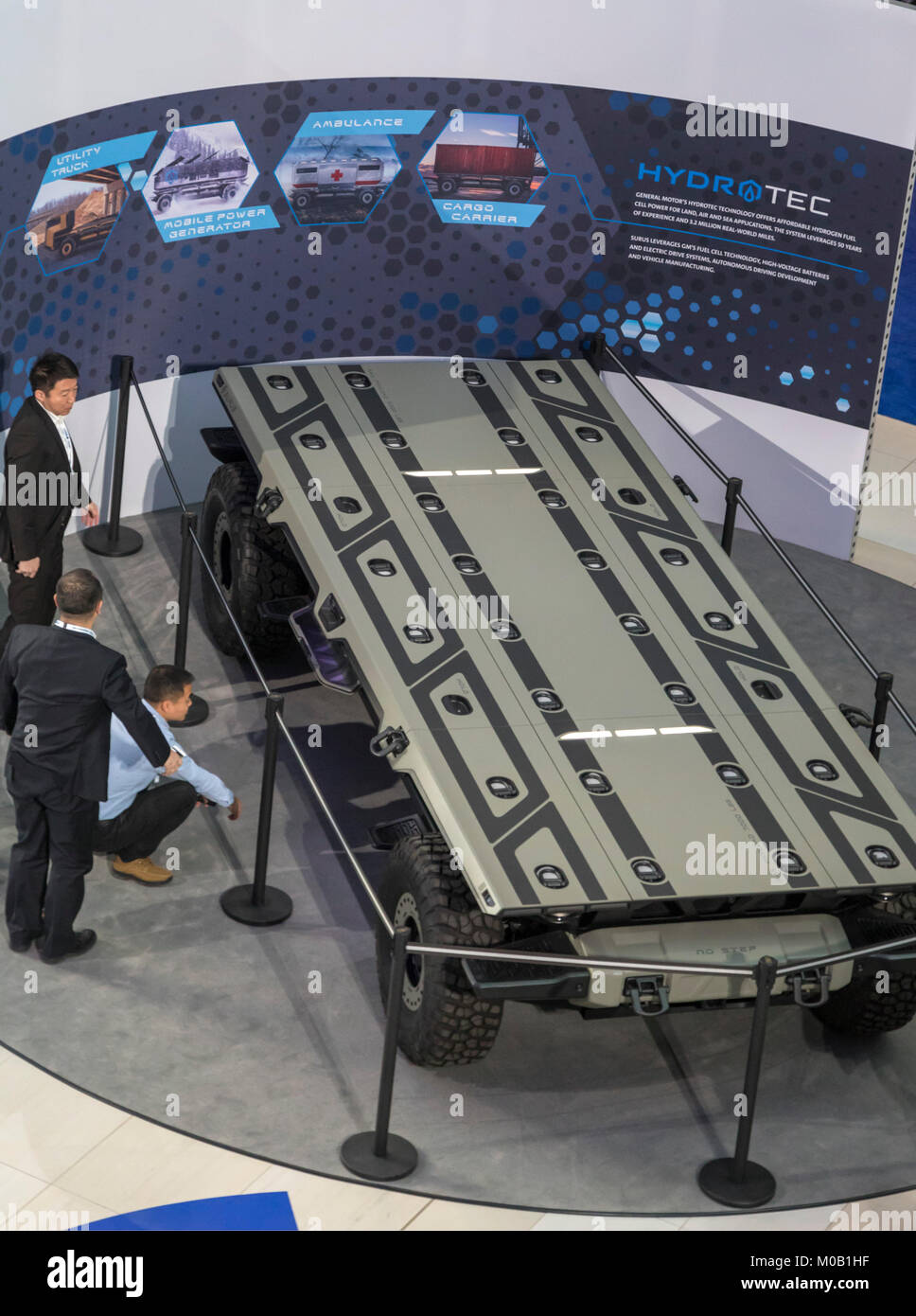 Detroit, Michigan - General Motors Hydrotec platform on display at the North American International Auto Show. The technology includes hydrogen fuel c Stock Photo