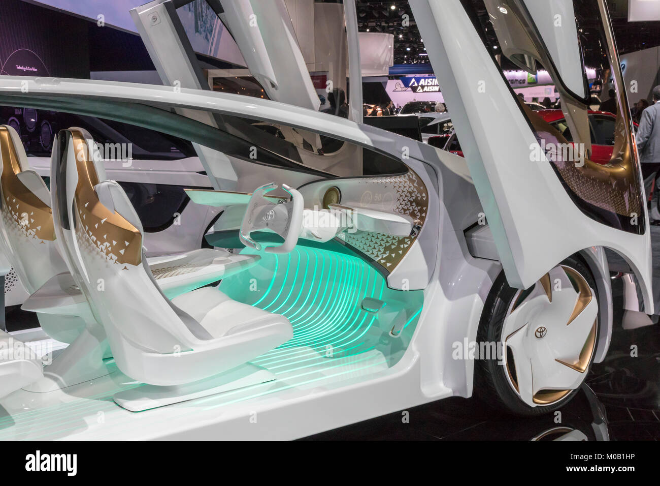 Detroit, Michigan - Toyota's Concept-i self-driving car on display at the North American International Auto Show. Stock Photo