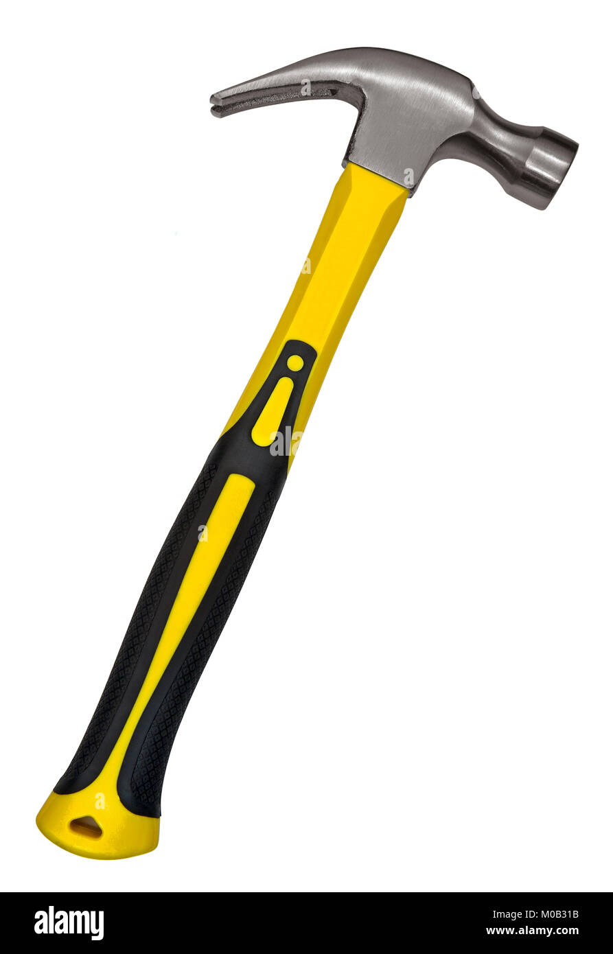 Black and yellow hammer isolated over white Stock Photo