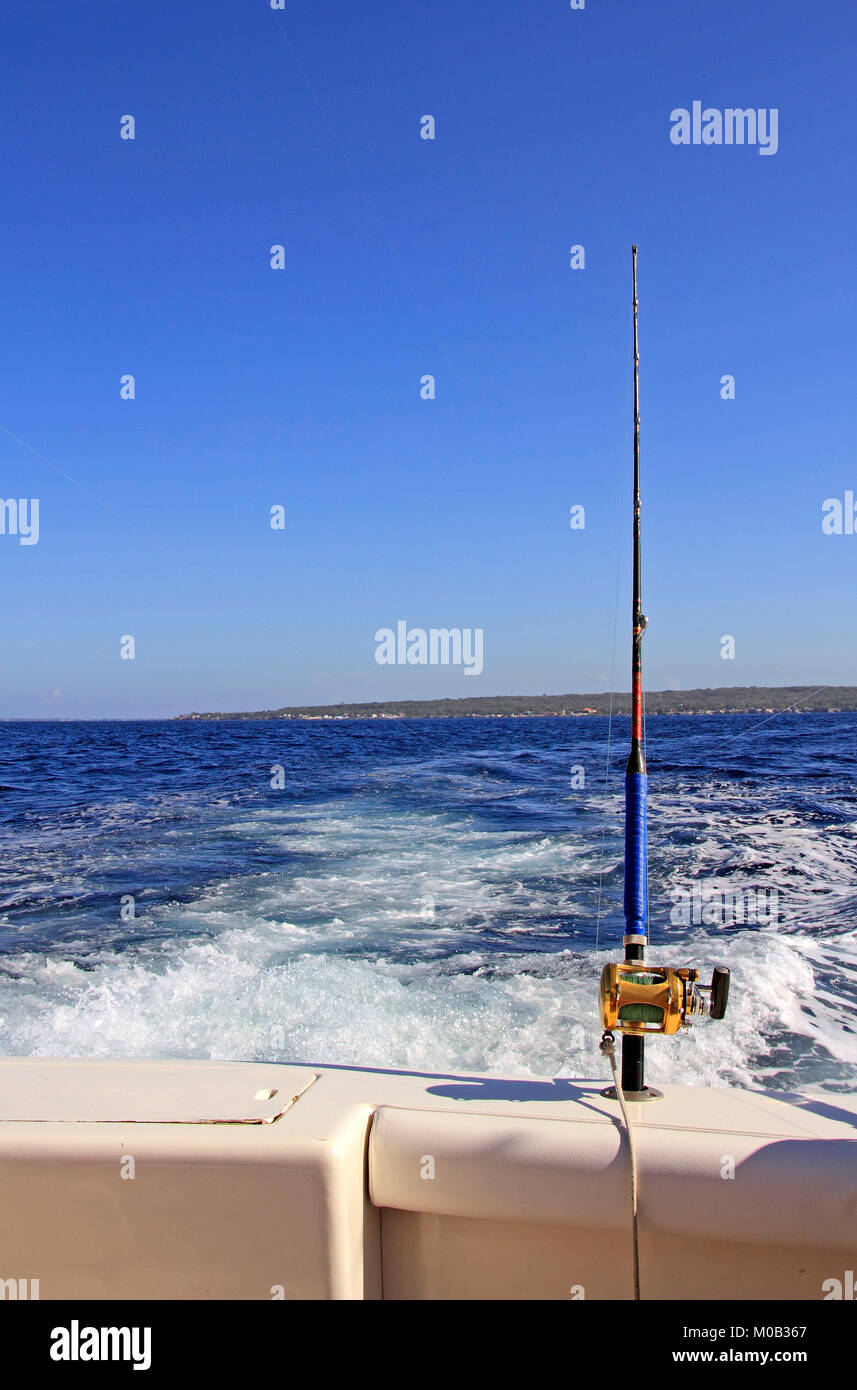 Deep sea fishing equipment on a boat Stock Photo