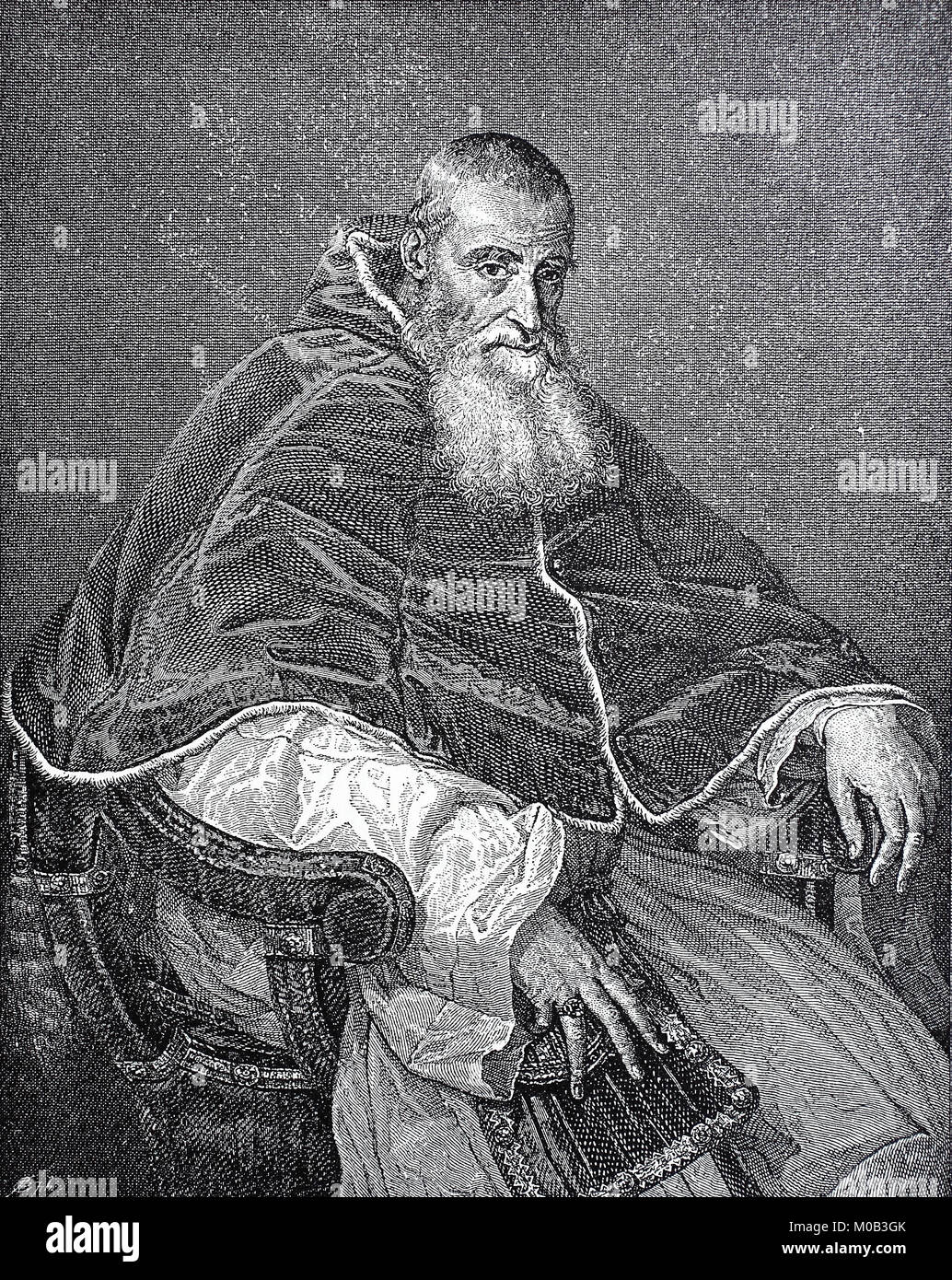 Paul III, born as Alessandro Farnese, February 29, 1468 - November 10, 1549, was pope of the Roman Catholic Church from October 13, 1534 until his death, digital improved reproduction of an original print from 1880 Stock Photo