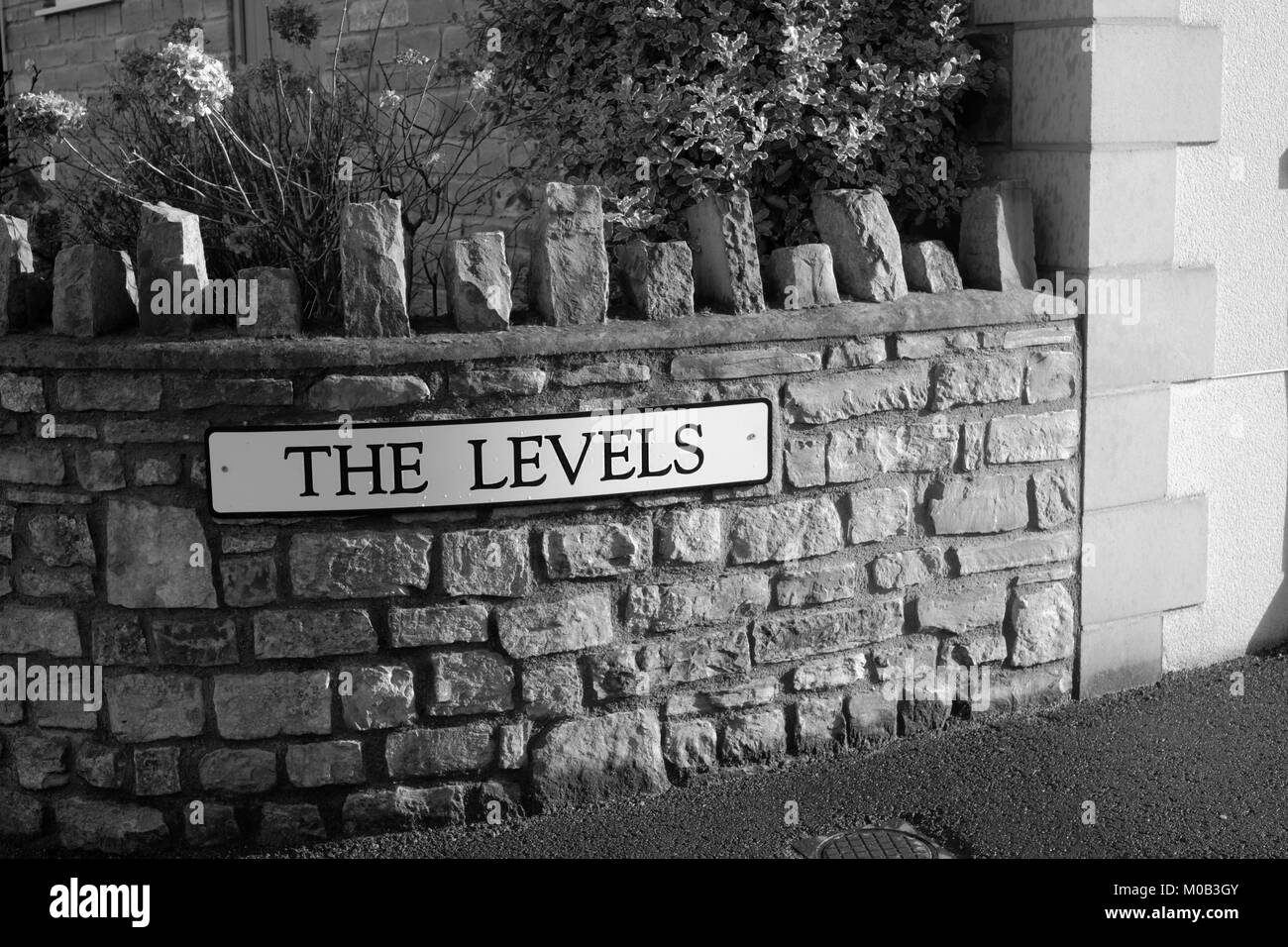 January 2018 - The levels, Street sign for a housing estate in Meare, Somerset, England. Stock Photo