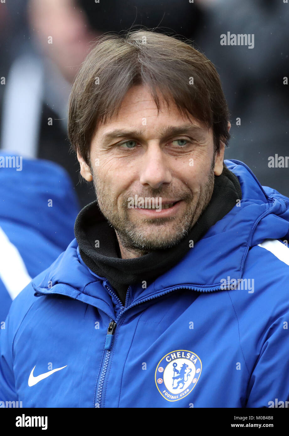 Chelsea manager Antonio Conte during the Premier League match at the AMEX Stadium, Brighton. PRESS ASSOCIATION Photo. Picture date: Saturday January 20, 2018. See PA story SOCCER Brighton. Photo credit should read: Gareth Fuller/PA Wire. RESTRICTIONS: No use with unauthorised audio, video, data, fixture lists, club/league logos or 'live' services. Online in-match use limited to 75 images, no video emulation. No use in betting, games or single club/league/player publications. Stock Photo