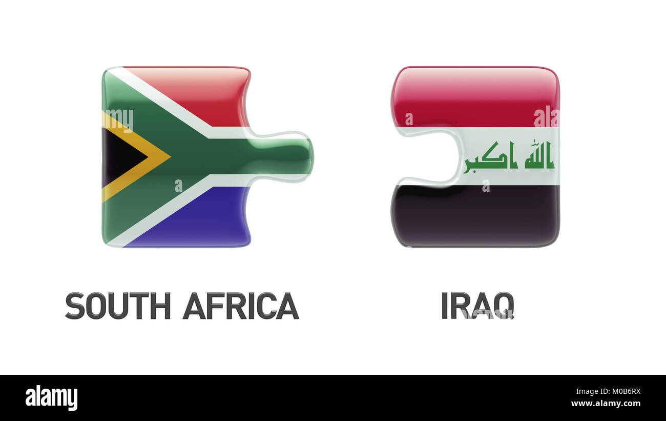South Africa Iraq High Resolution Puzzle Concept Stock Photo