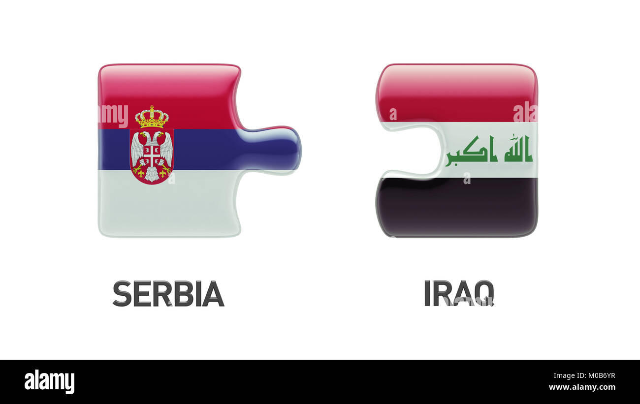Serbia Iraq High Resolution Puzzle Concept Stock Photo
