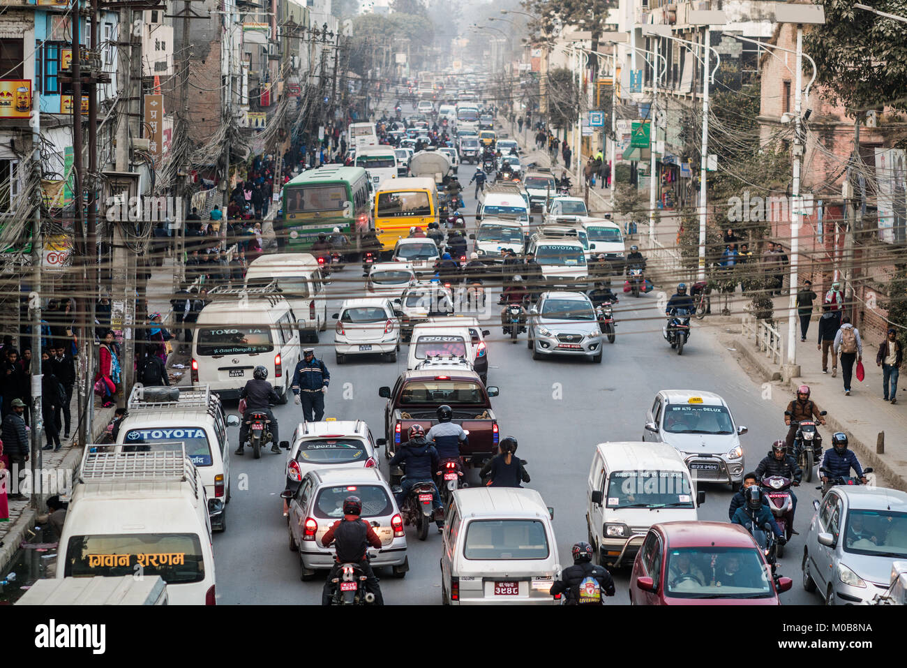 traffic jam, Kathmandu, Nepal, Asia Stock Photo Alamy