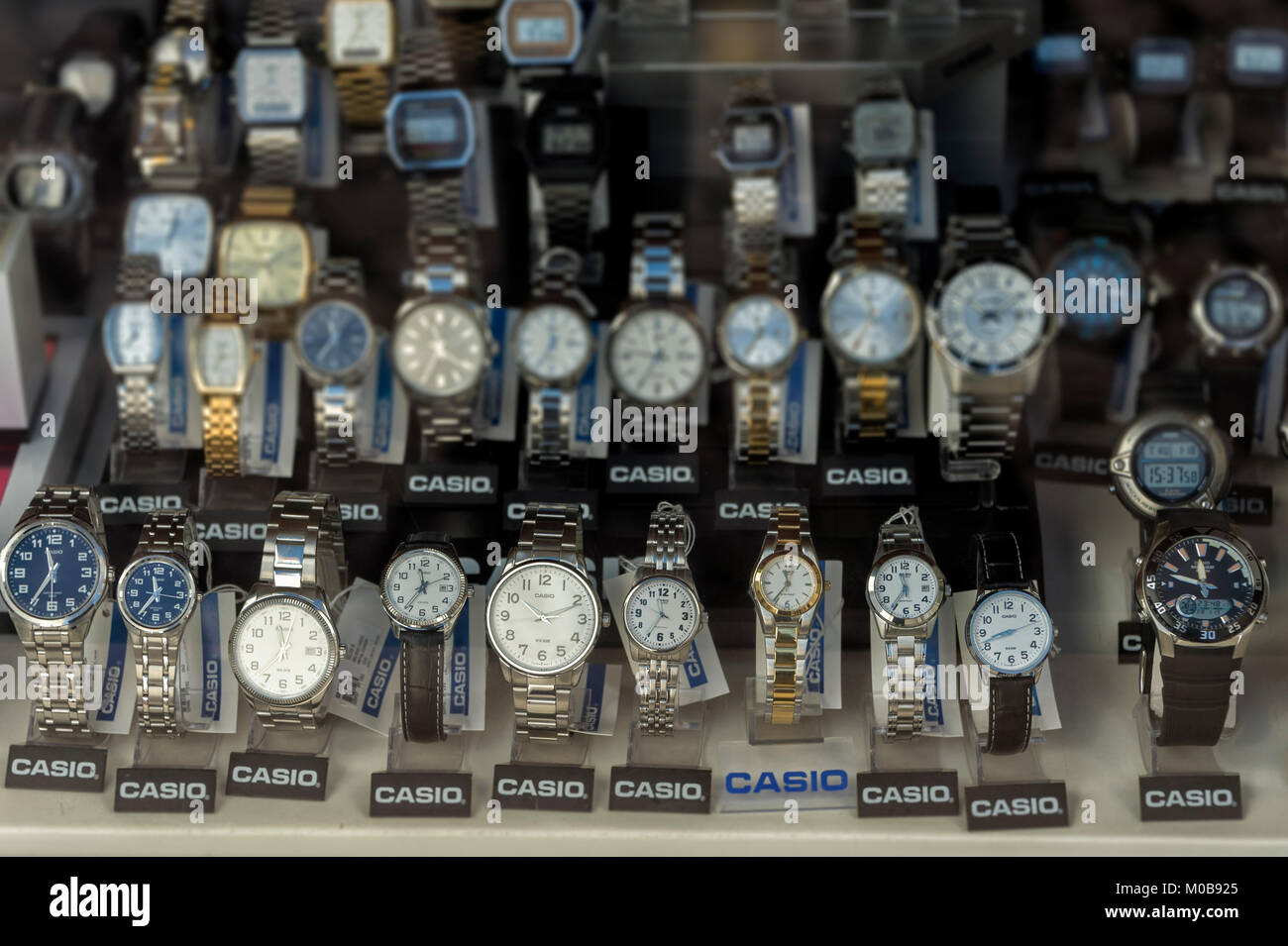 jewellers window display of Casio watches Stock Photo - Alamy