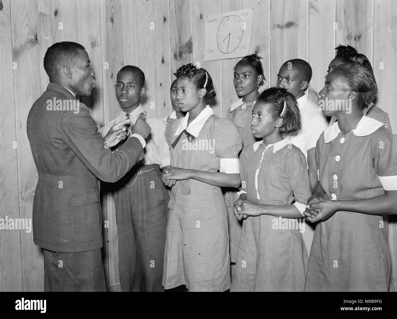 African American School choir led by Robert Pierce, school principal. They won state championship. Gee's Bend, Alabama Stock Photo