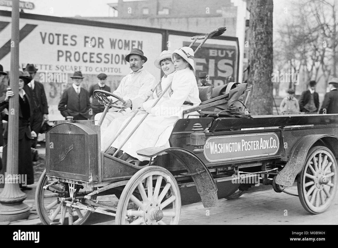 Washington poster Advertising Company Truck Carries Suffragettes Stock Photo