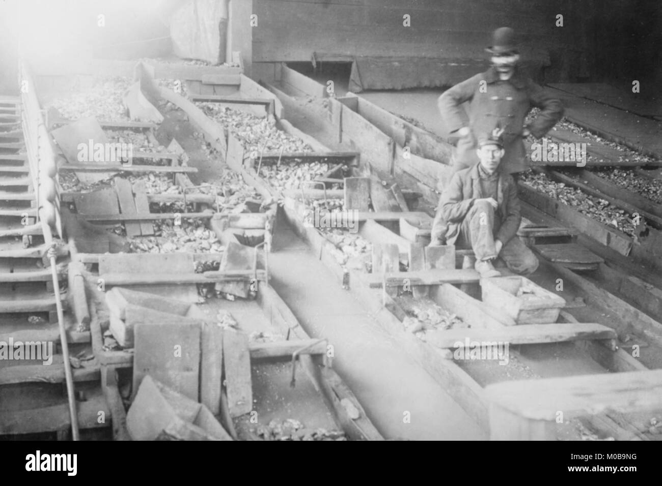 Miners Amongst Coal Boxes in WilkesBarre Mines Stock Photo Alamy