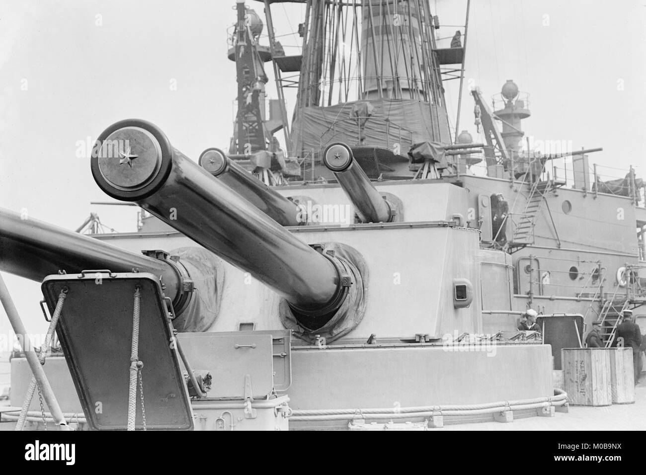 Naval Guns on the Battleship Michigan Stock Photo