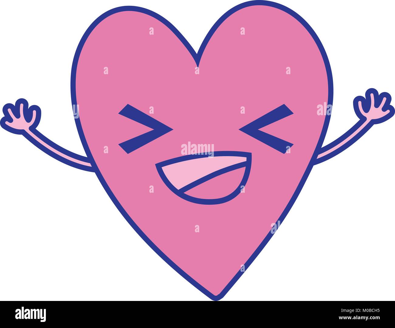 full color cute happy heart kawaii cartoon Stock Vector Image & Art - Alamy
