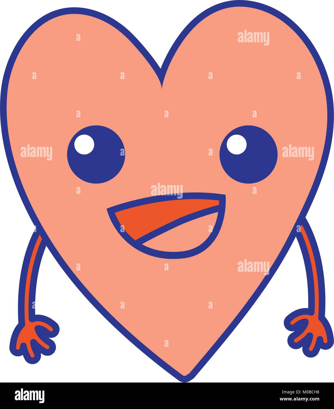 full color cute happy heart kawaii with arms Stock Vector Image & Art ...
