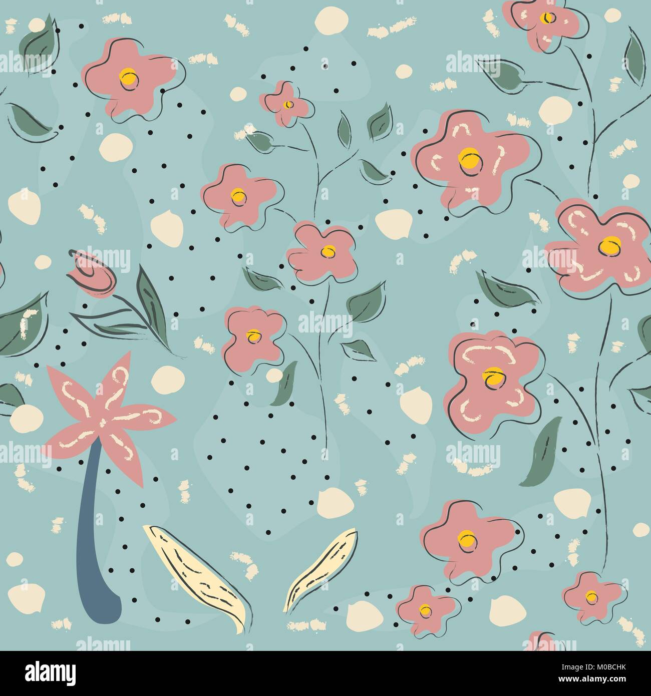 Seamless Floral Pattern. Hand Drawn. Vector Illustration Stock Vector ...