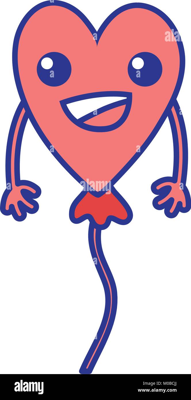 full color happy heart balloon kawaii and arms Stock Vector Image & Art ...