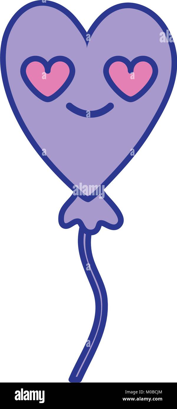 full color heart balloon in love kawaii cartoon Stock Vector Image ...