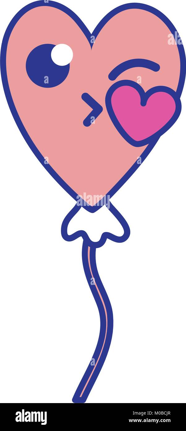 full color heart balloon kiss kawaii cartoon Stock Vector Image & Art ...
