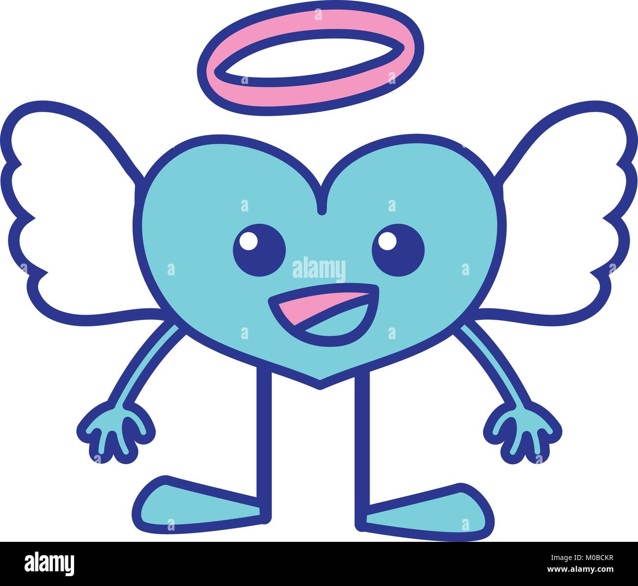 full color happy heart angel kawaii with arms and legs Stock Vector ...
